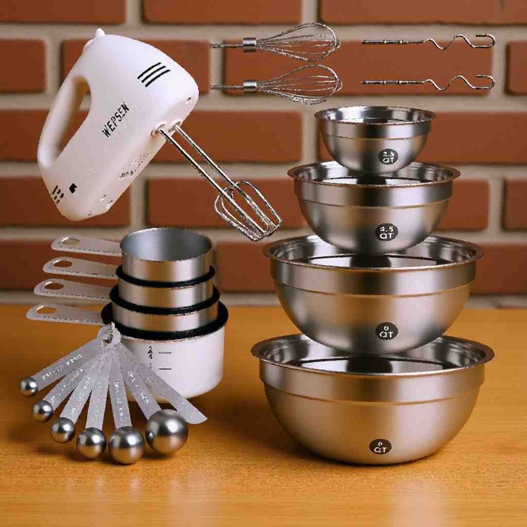 WEPSEN Hand Mixer and Mixing Bowls Set