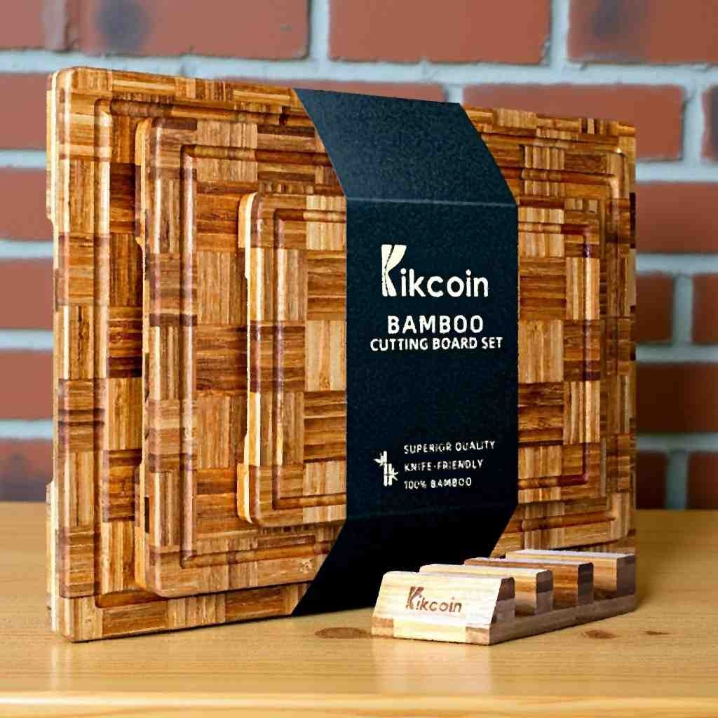 Kikcoin Extra Large Bamboo Cutting Board Set