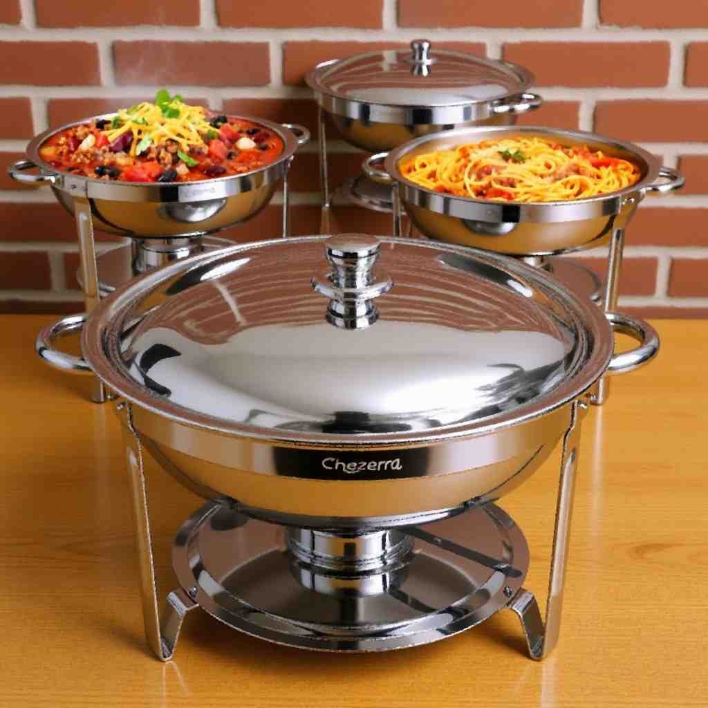 Chezerra 4 Pack 5QT Stainless Steel Chafing Dishes