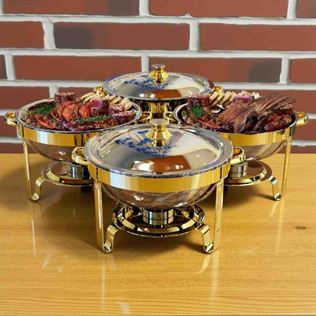 Granvell 4 Pack 5QT Gold Chafing Dishes Set