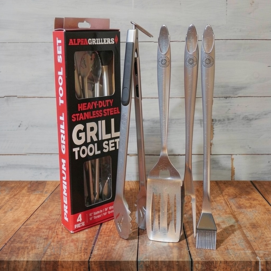 Alpha Grillers 4-Piece Grill Tools Set