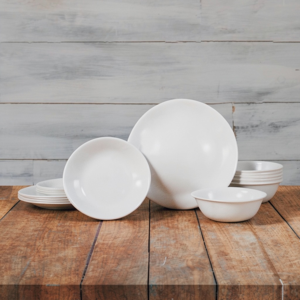 Corelle Vitrelle 18-Piece Round Set, Winter Frost White