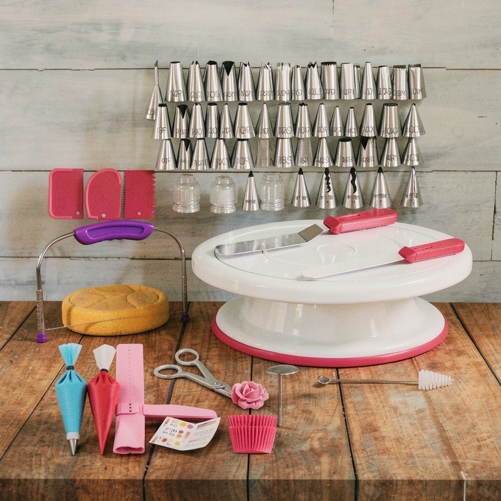 RFAQK 200PCs Cake Decorating Kit with Turntable & Leveler