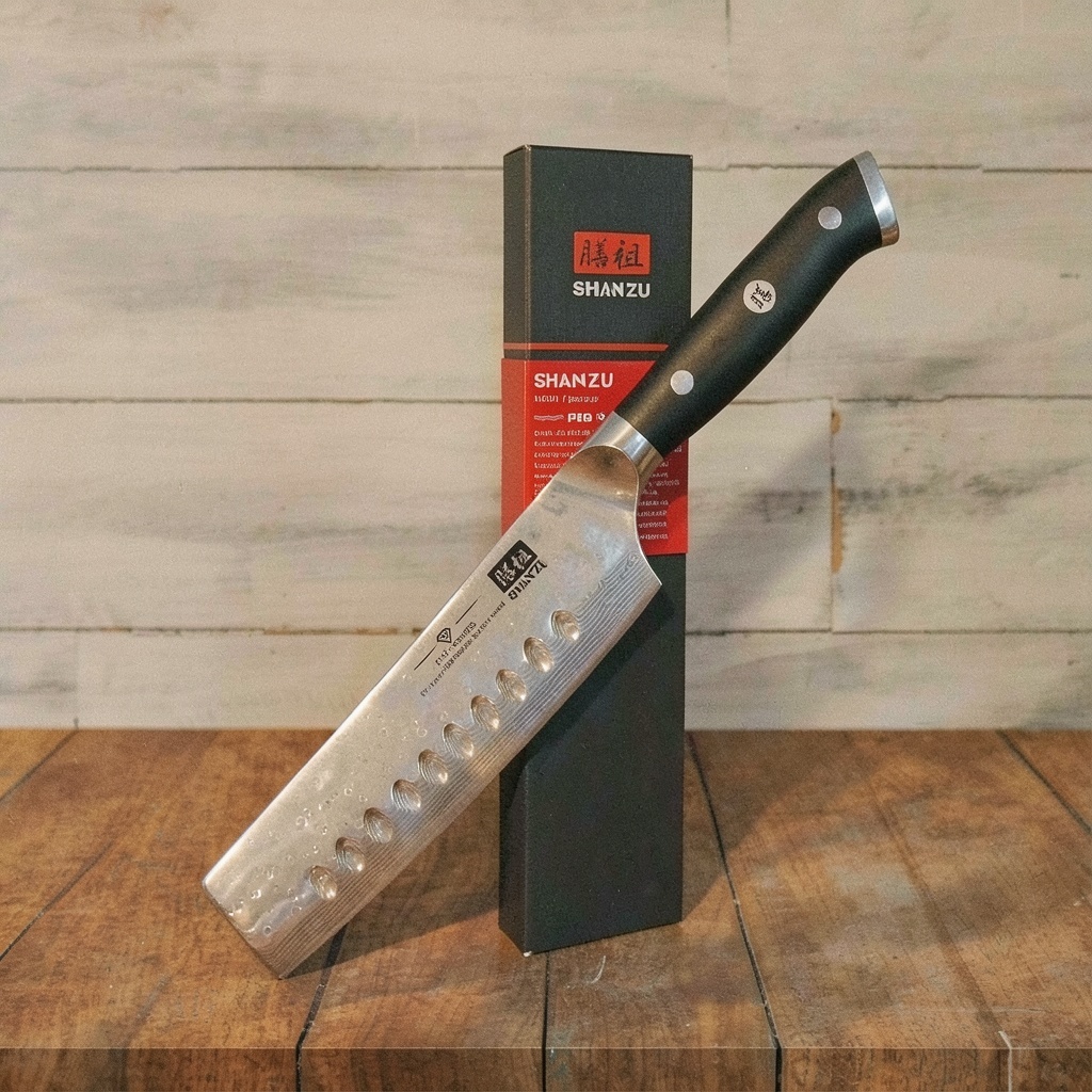 SHAN ZU Chef Knife, Damascus Nakiri