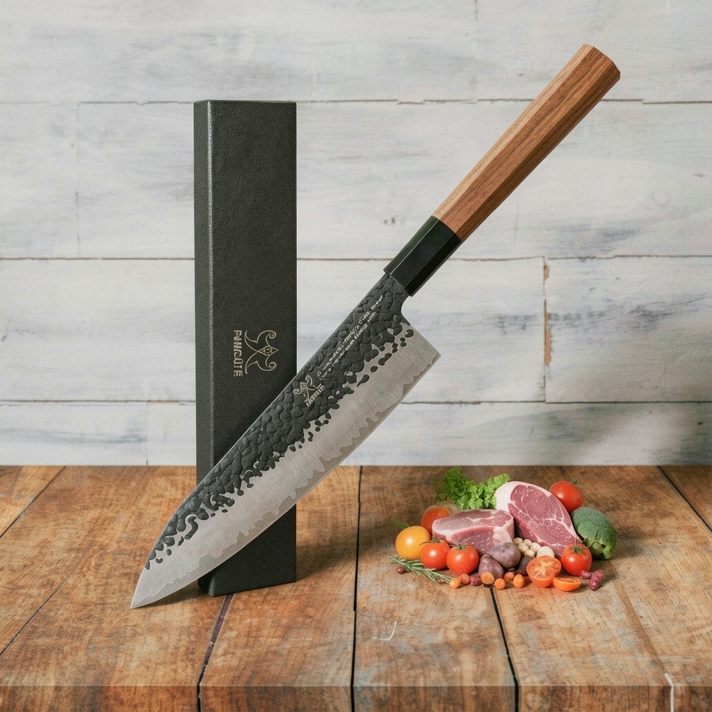 8 Inch Japanese Knife, Hand Forged 5 Layers