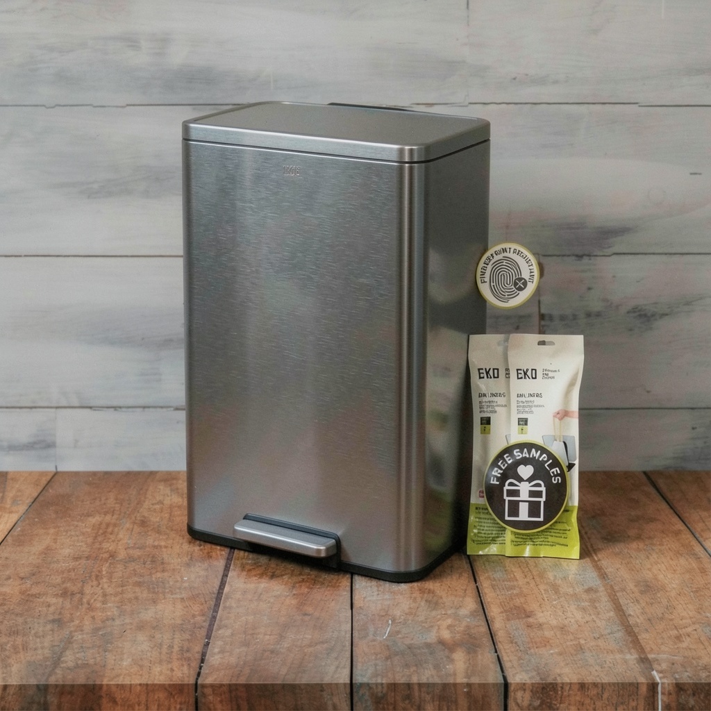 EKO Madison Brushed Stainless 50L Step Trash Can