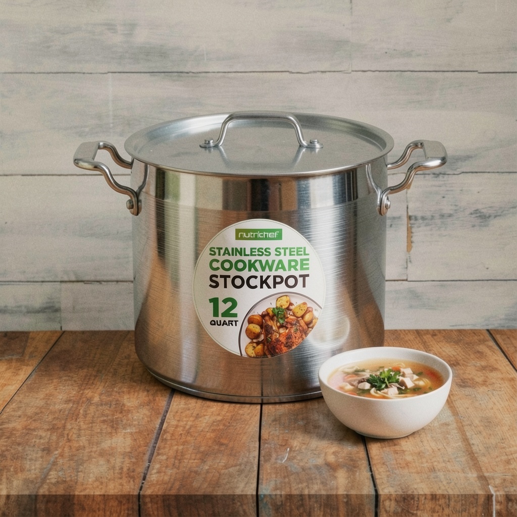 NutriChef 12-Quart Stainless Steel Stockpot