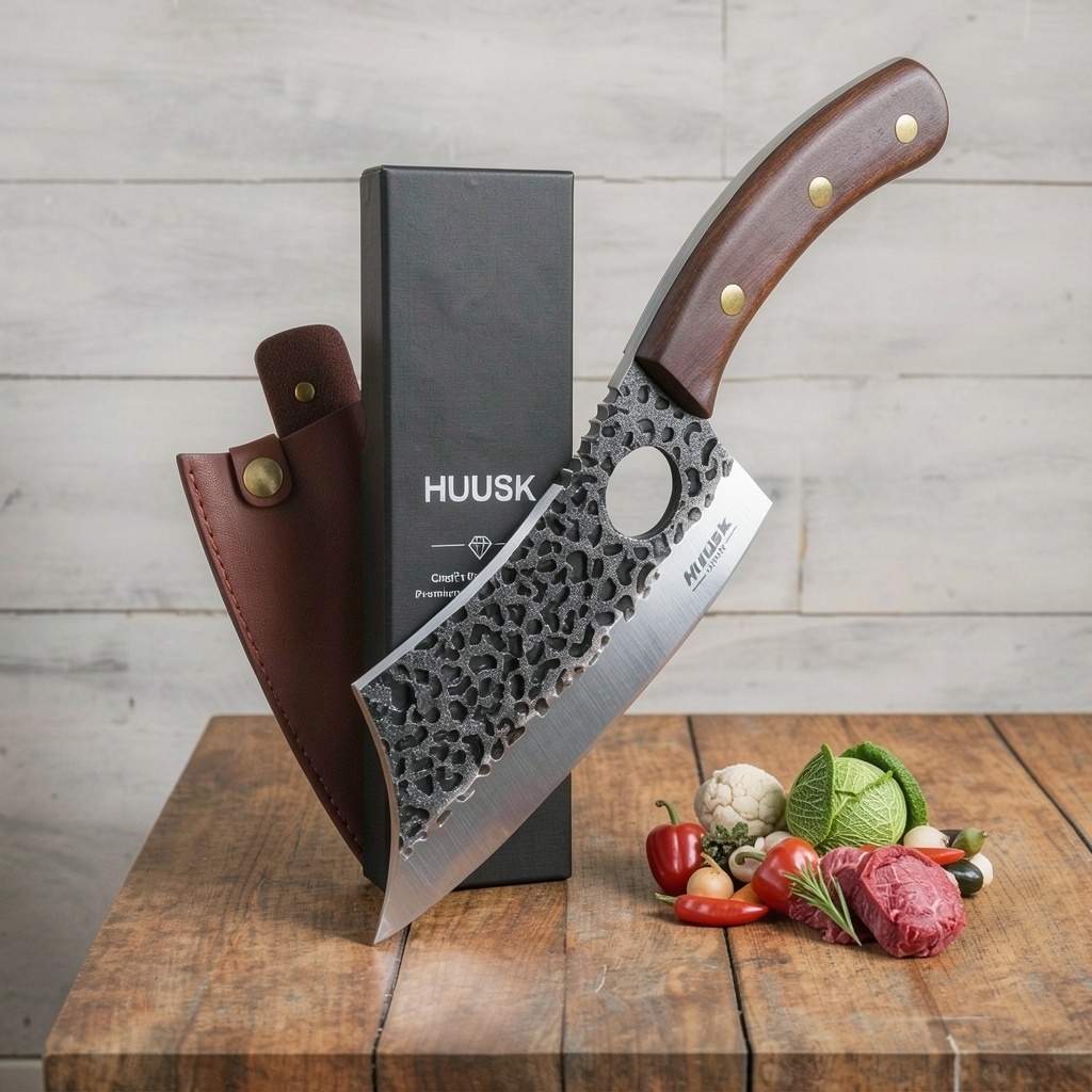 Huusk Hand Forged Cleaver with Sheath
