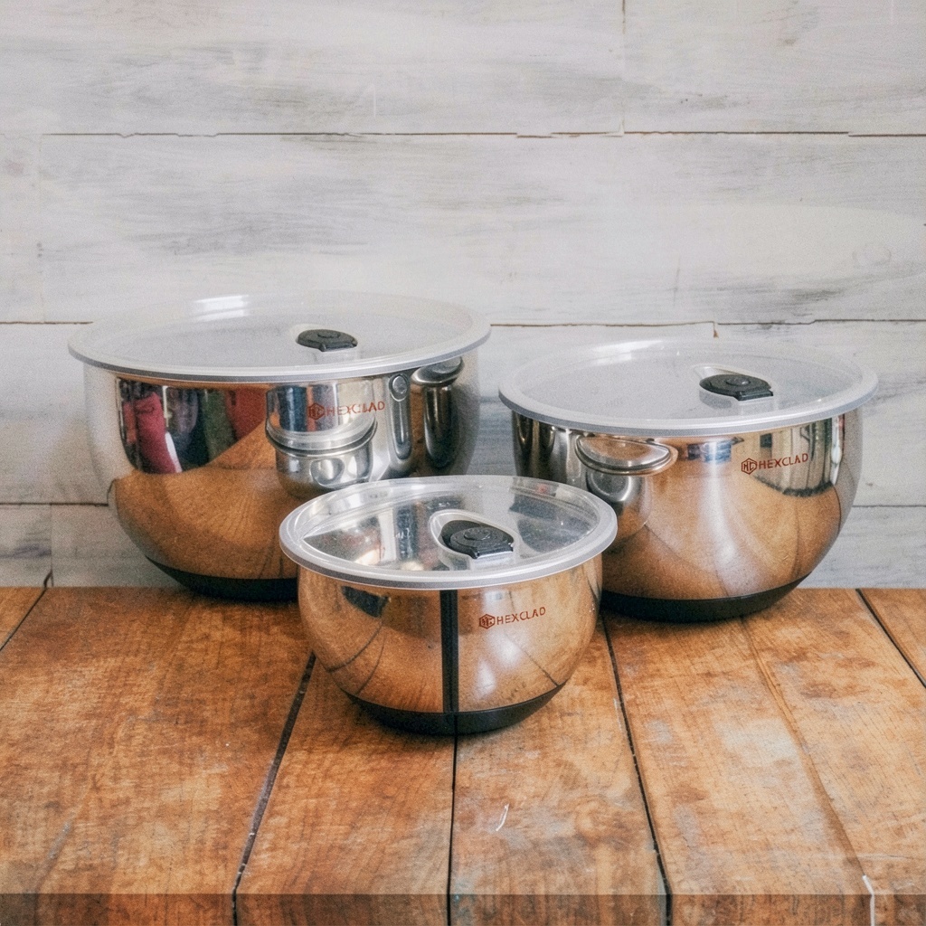 HexClad Stainless Steel Mixing Bowl Set