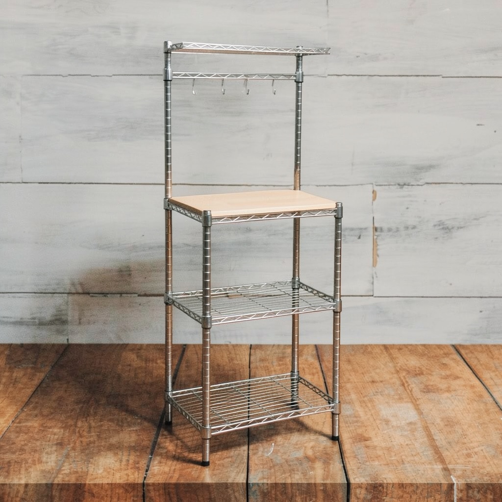 Amazon Basics Kitchen Storage Baker's Rack with Removable Wood Top