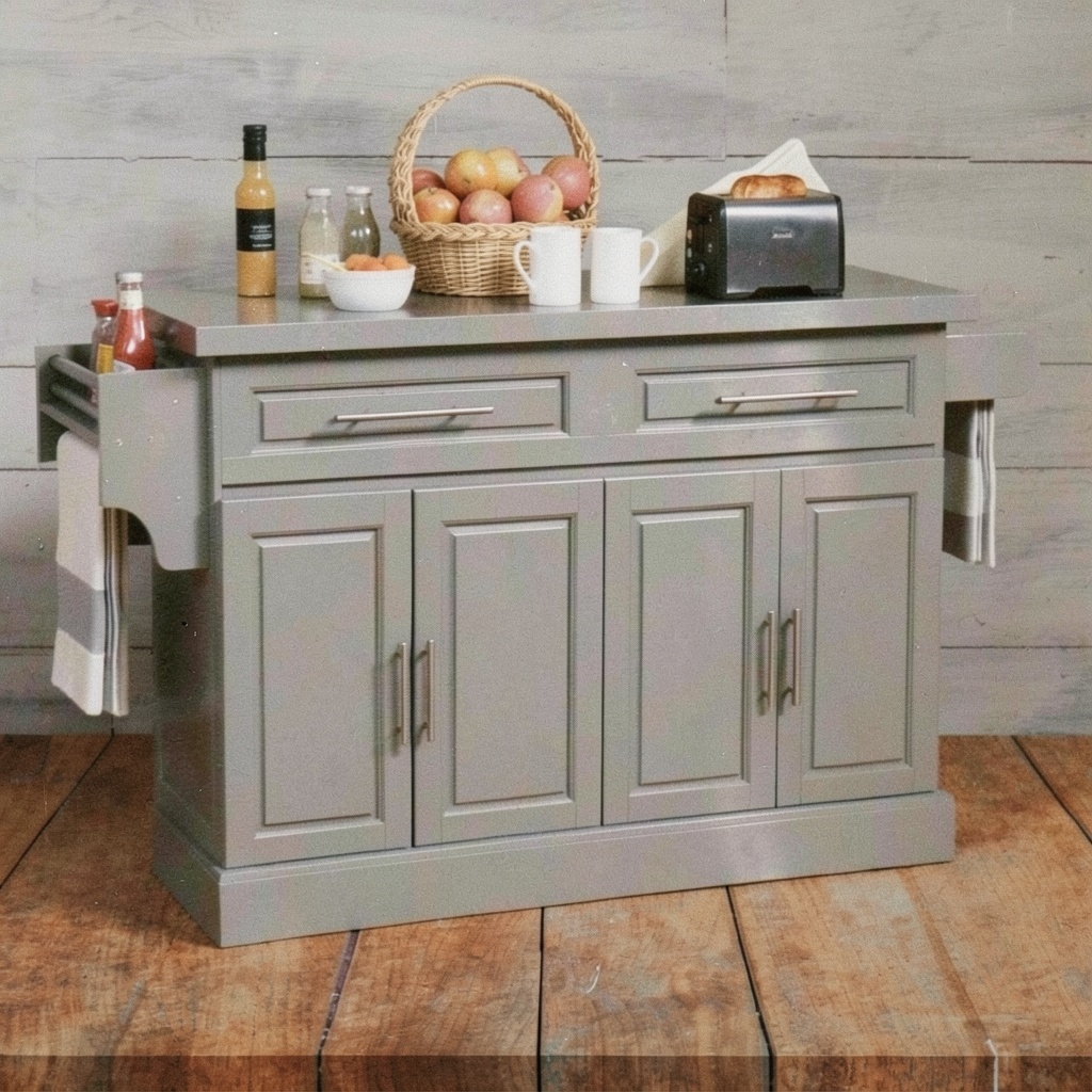 HOMCOM Rolling Kitchen Island Cart with Stainless Steel Top