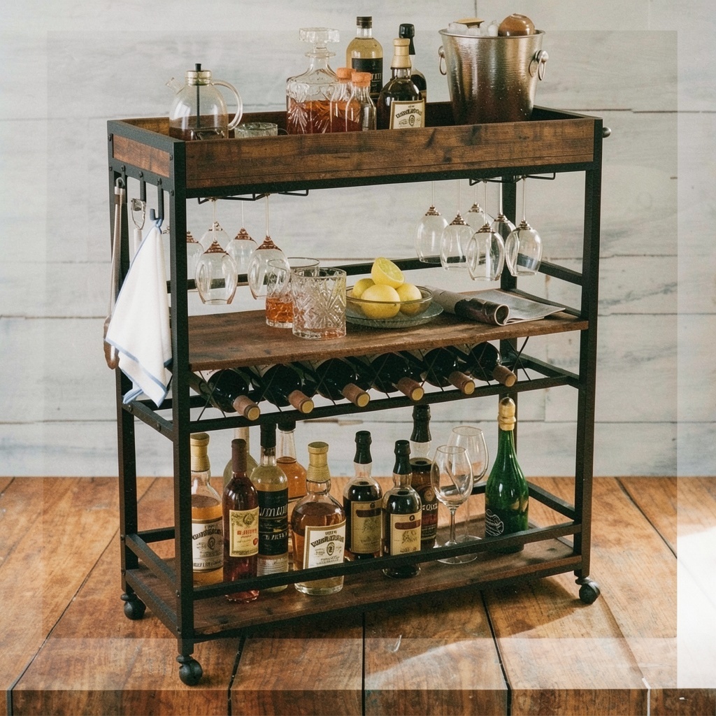 BON AUGURE Rolling Bar Cart