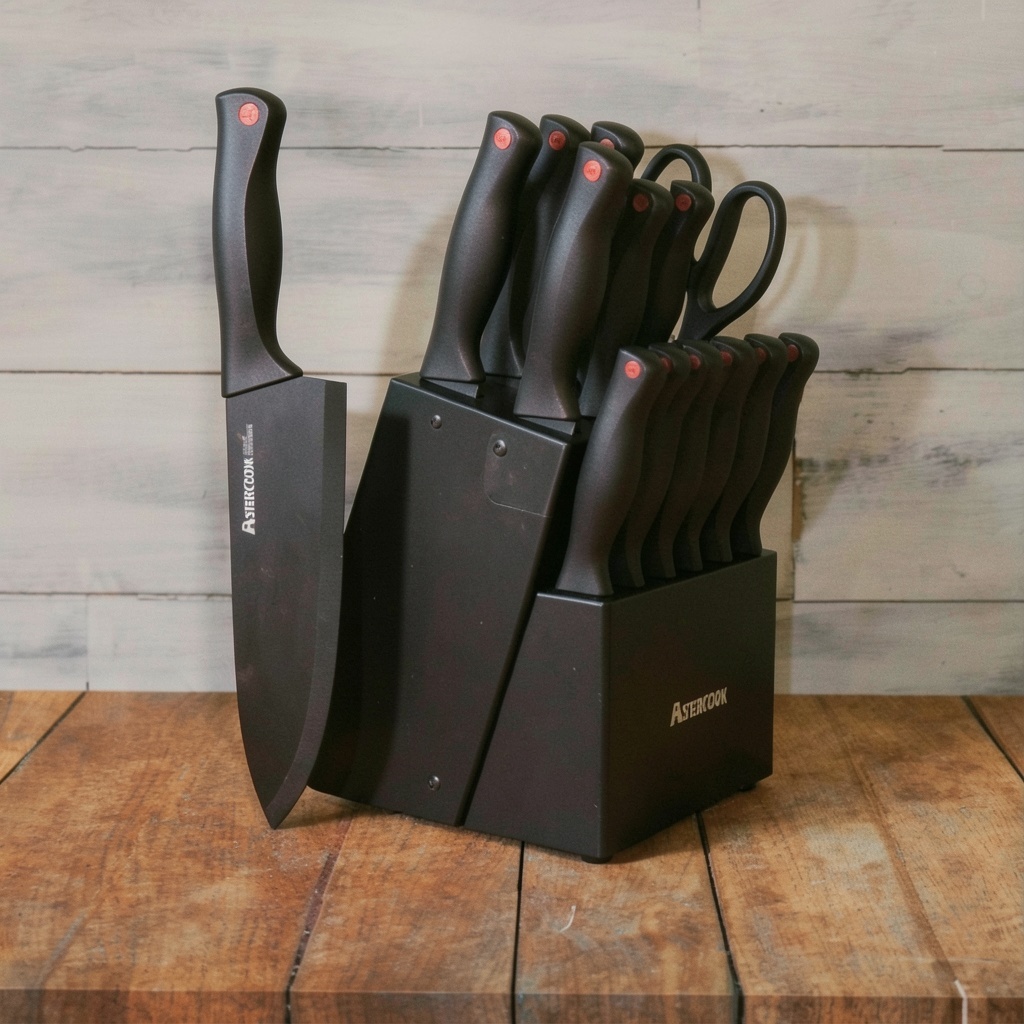 Astercook 15-Piece Knife Set with Built-in Sharpener