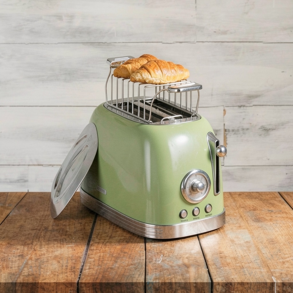 Green Cute Retro Toaster 2 Slice