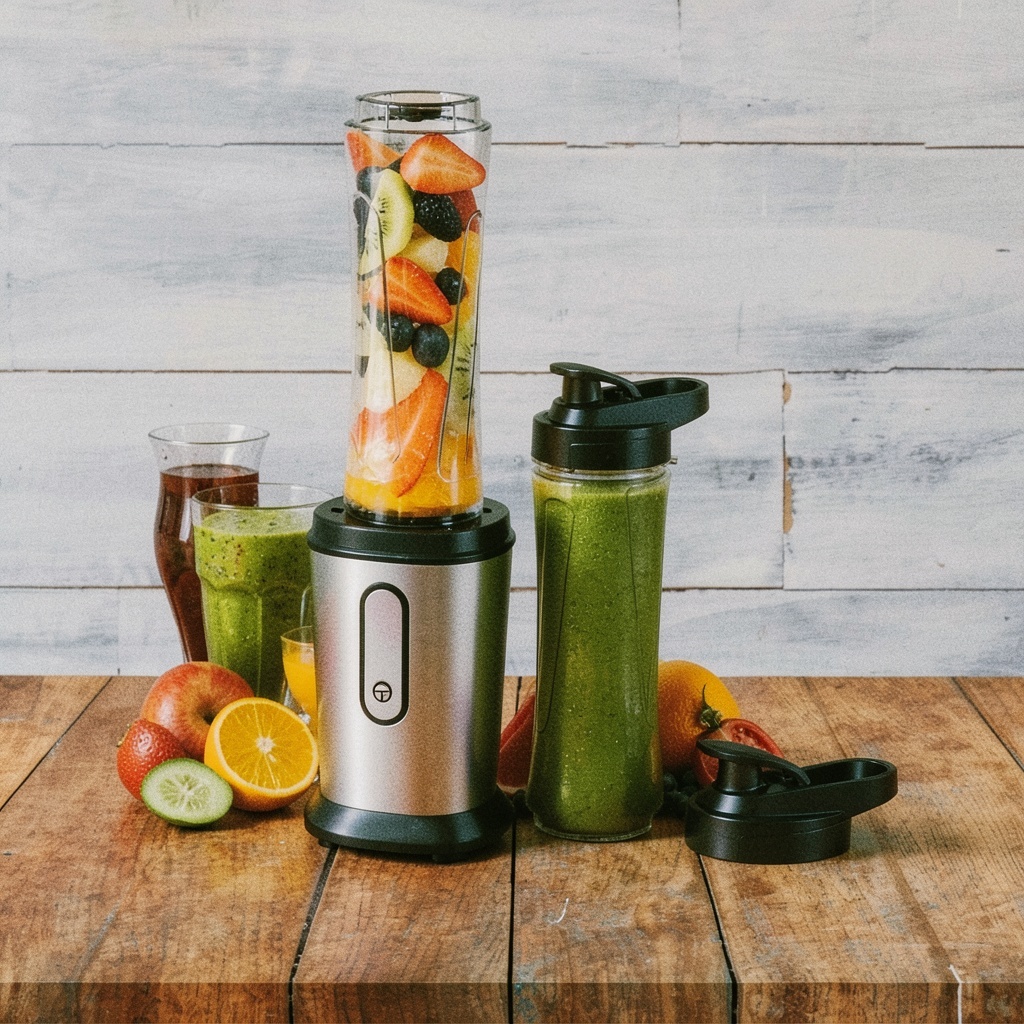 Electric Smoothie Blender with 2 Portable Bottles