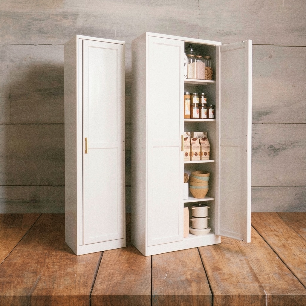71" Tall Metal Pantry Cabinet (White)