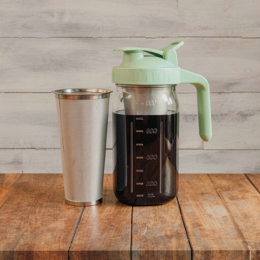Cold Brew Coffee Maker Pitcher, 32 oz Glass Mason Jar