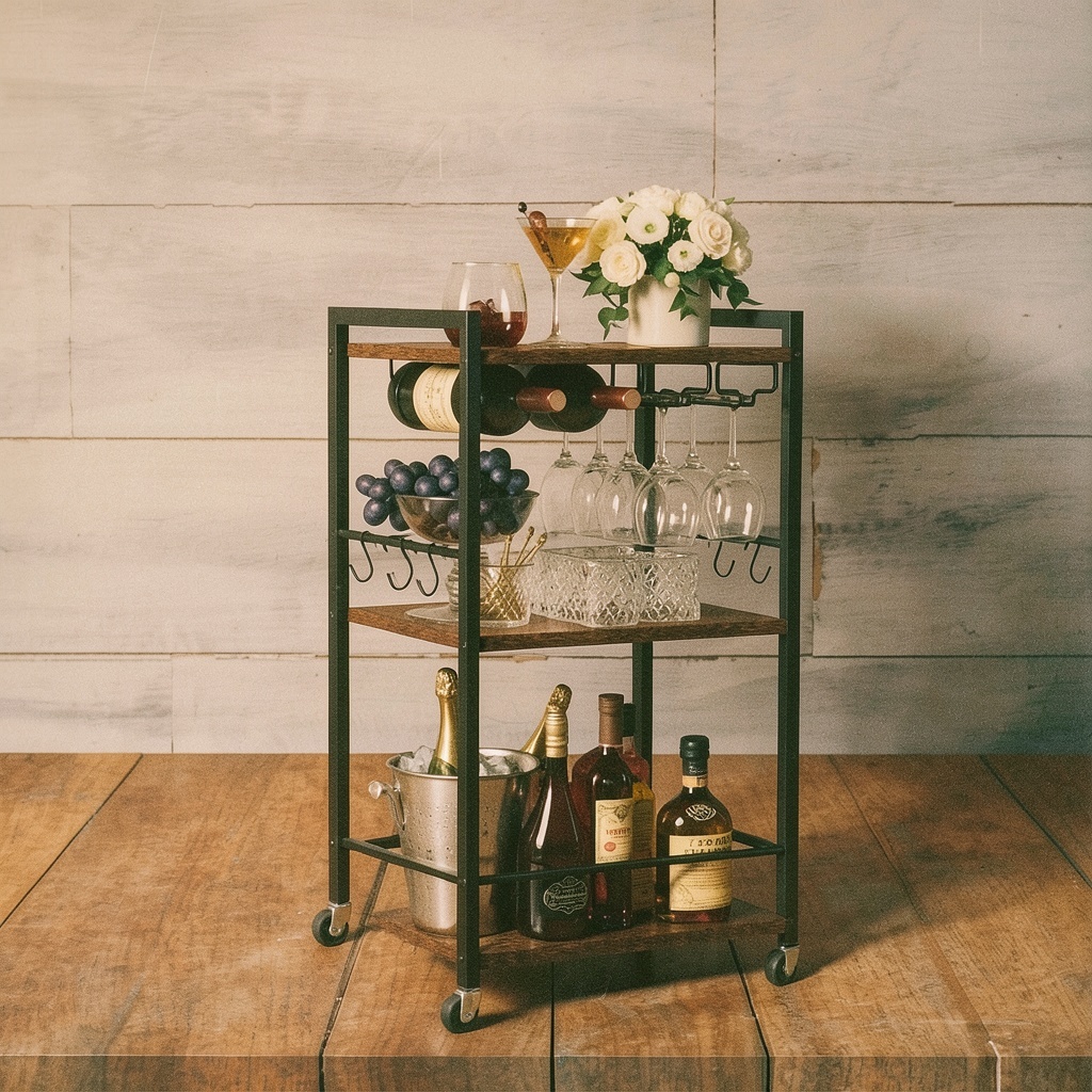 TUTOTAK Bar Cart with Wine Rack