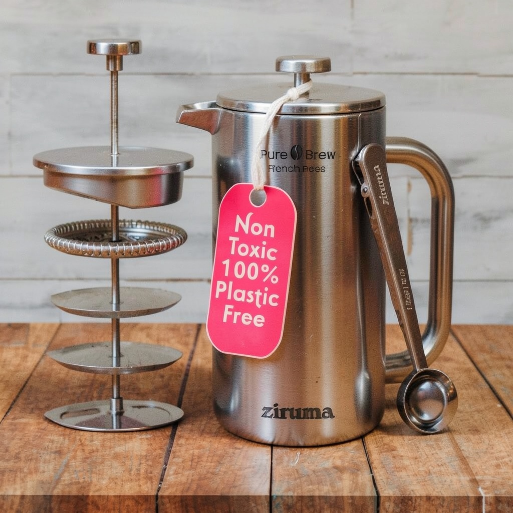 Ziruma Non-Toxic French Press, 34oz, Surgical Steel