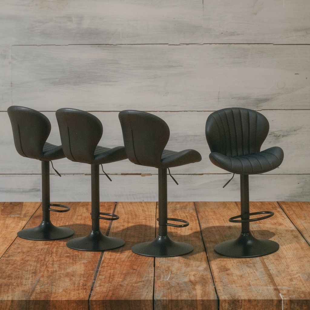 COLAMY Swivel Bar Stools, Set of 4, Adjustable, Faux Leather, High Back