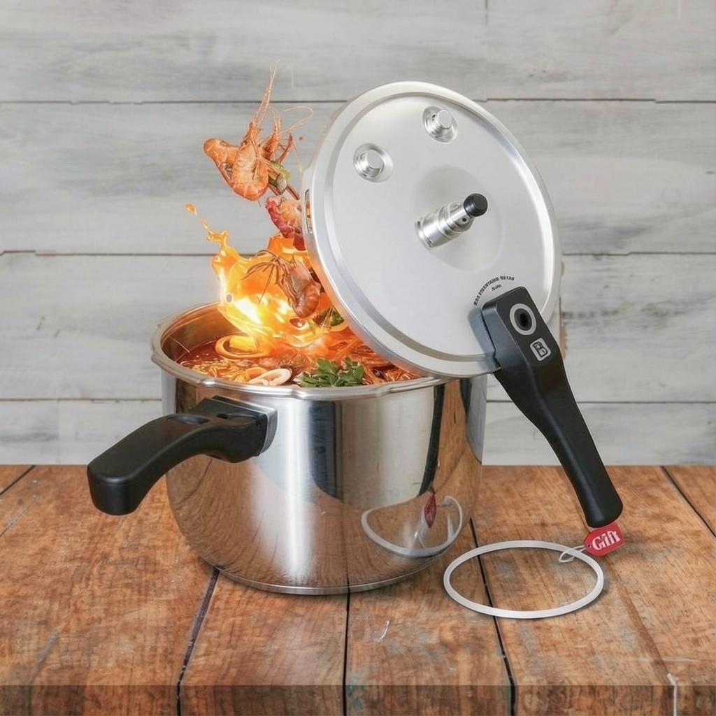 Deeluban Stainless Steel Pressure Cooker 6.34 Quart