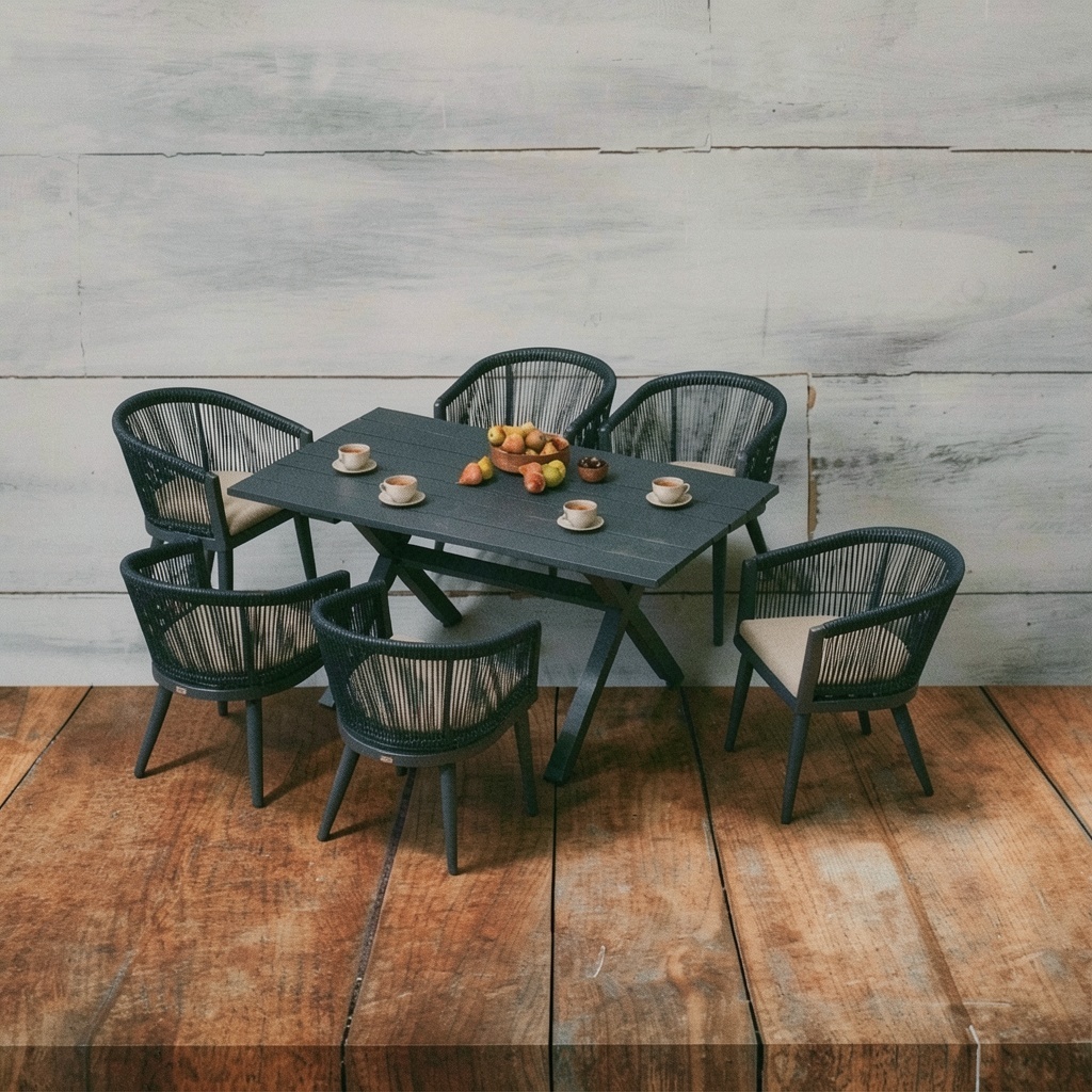 PURPLE LEAF Patio Dining Set for 6, All-Weather Wicker