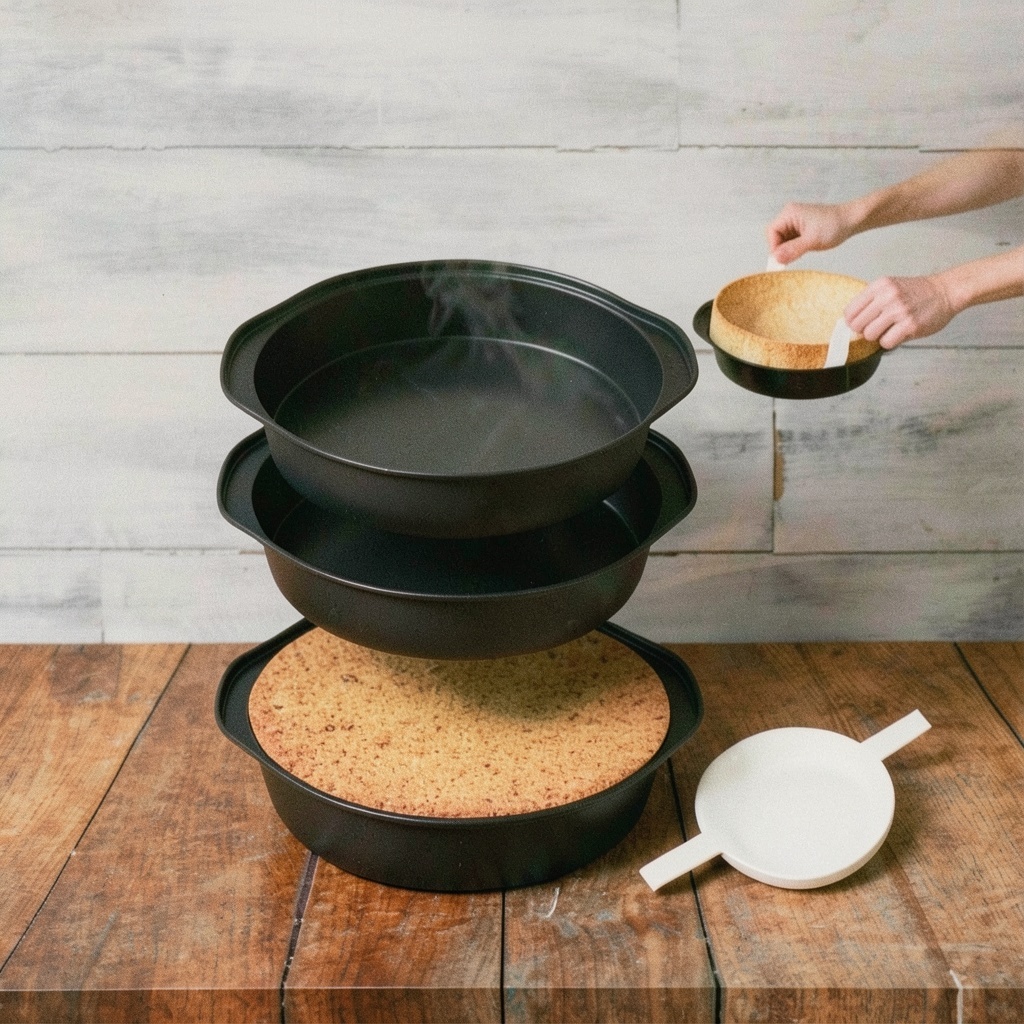 8" Round Cake Pan, 3PCS Nonstick with Parchment