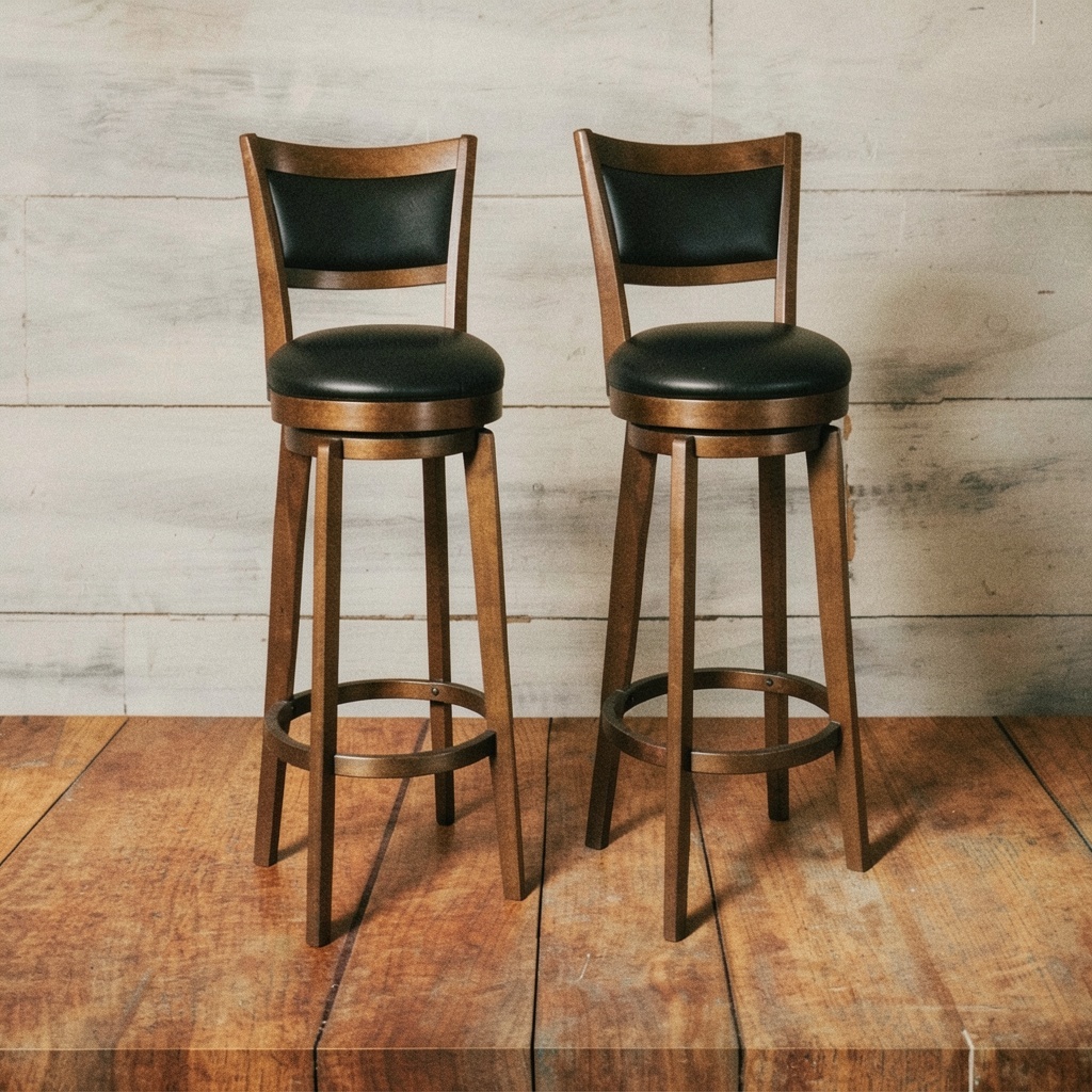 PrimeZone Swivel Bar Stools Set of 2, 34 Inch Extra Tall, Wood Legs
