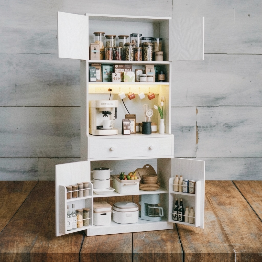 71" Tall Pantry with Power Outlet & LED Light