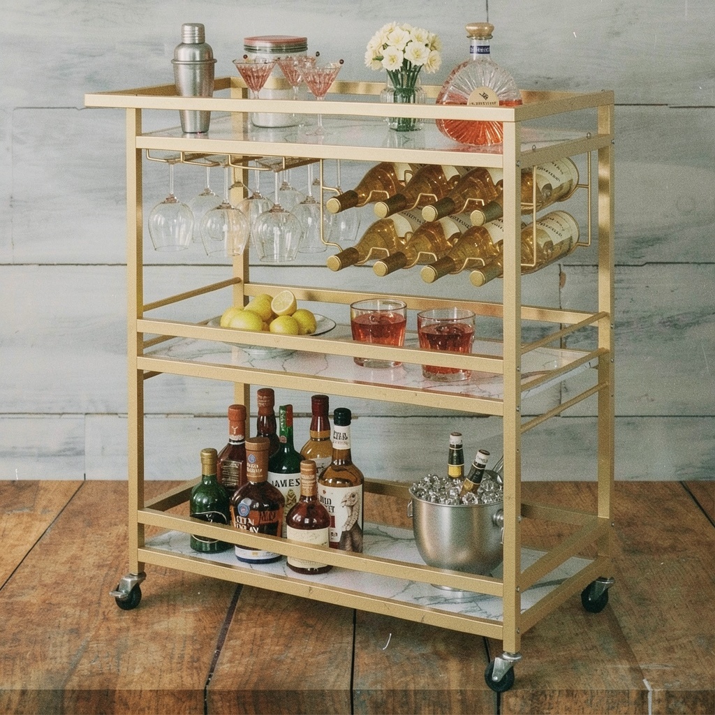 Leteuke 3-Tier Gold Bar Cart
