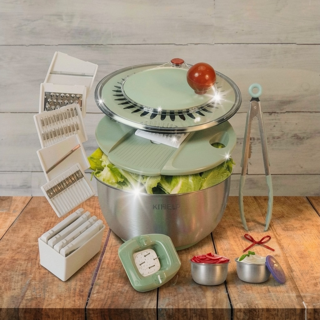 KITHELP Stainless Steel Salad Spinner (5.3 Qt)