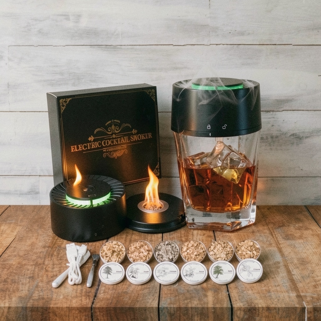 Electric Whiskey Smoker Kit (Rechargeable, 6 Wood Chips)