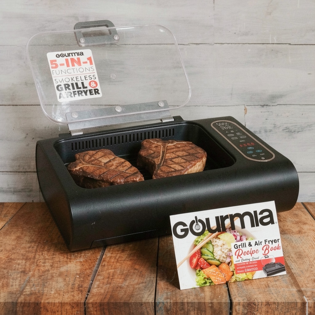 Gourmia Smokeless Grill & Air Fryer Combo