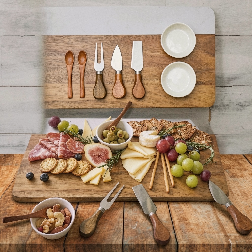 Marble & Acacia Charcuterie Board Set