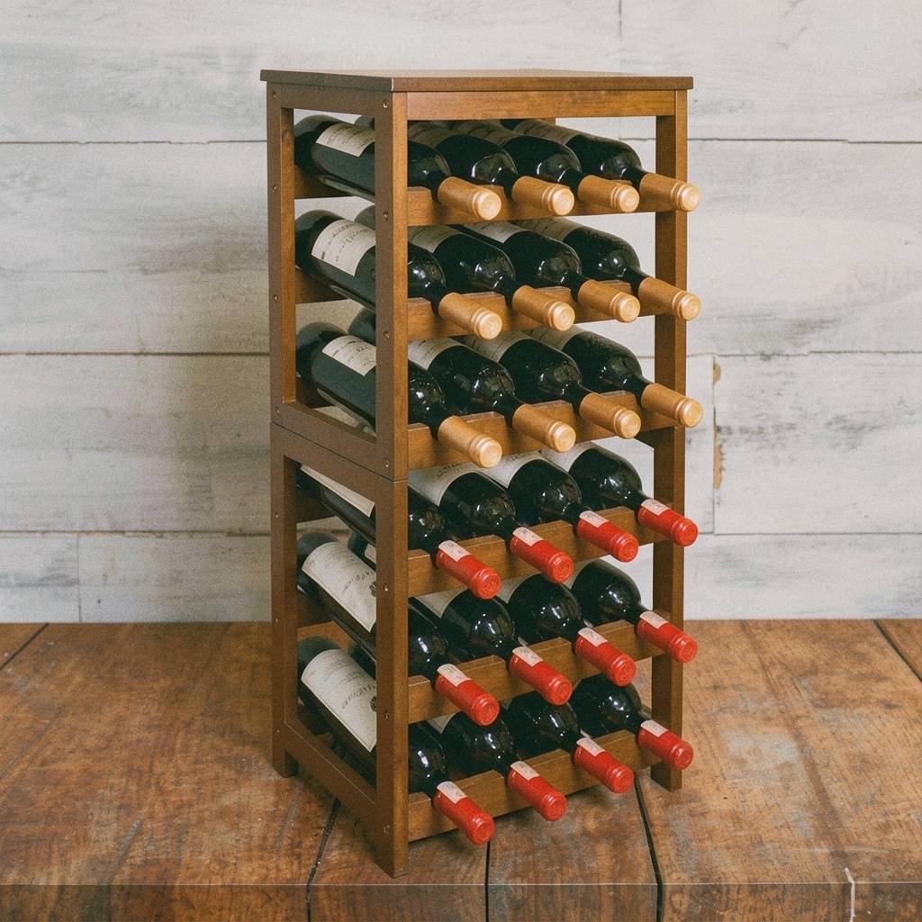 6-Tier Bamboo Wine Rack, 24 Bottles, Walnut