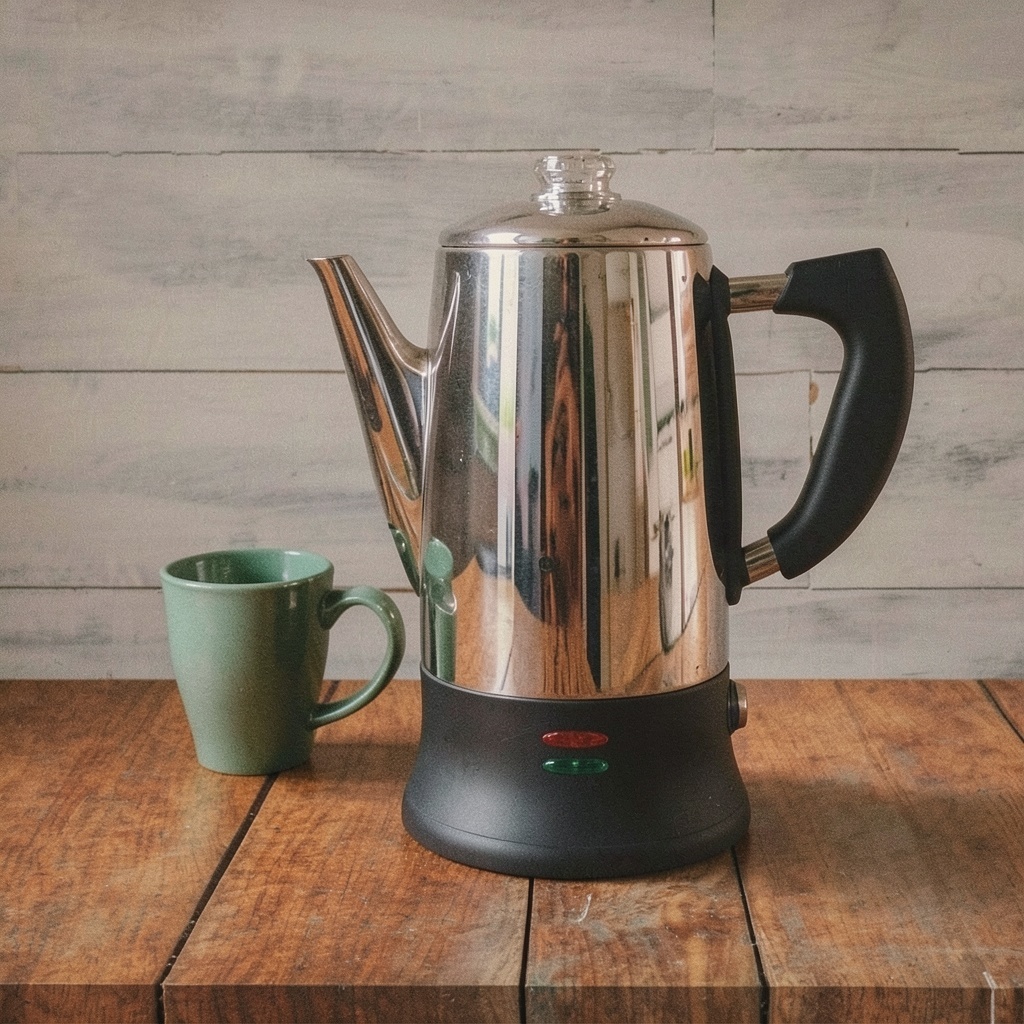 Electric Coffee Percolator Stainless Steel (12 Cup, Glass Knob)