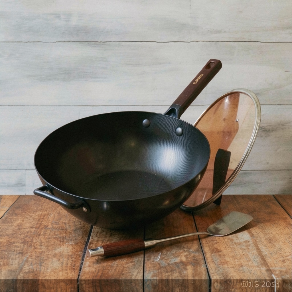 13.5" Carbon Steel Wok Pan – Pre-Seasoned