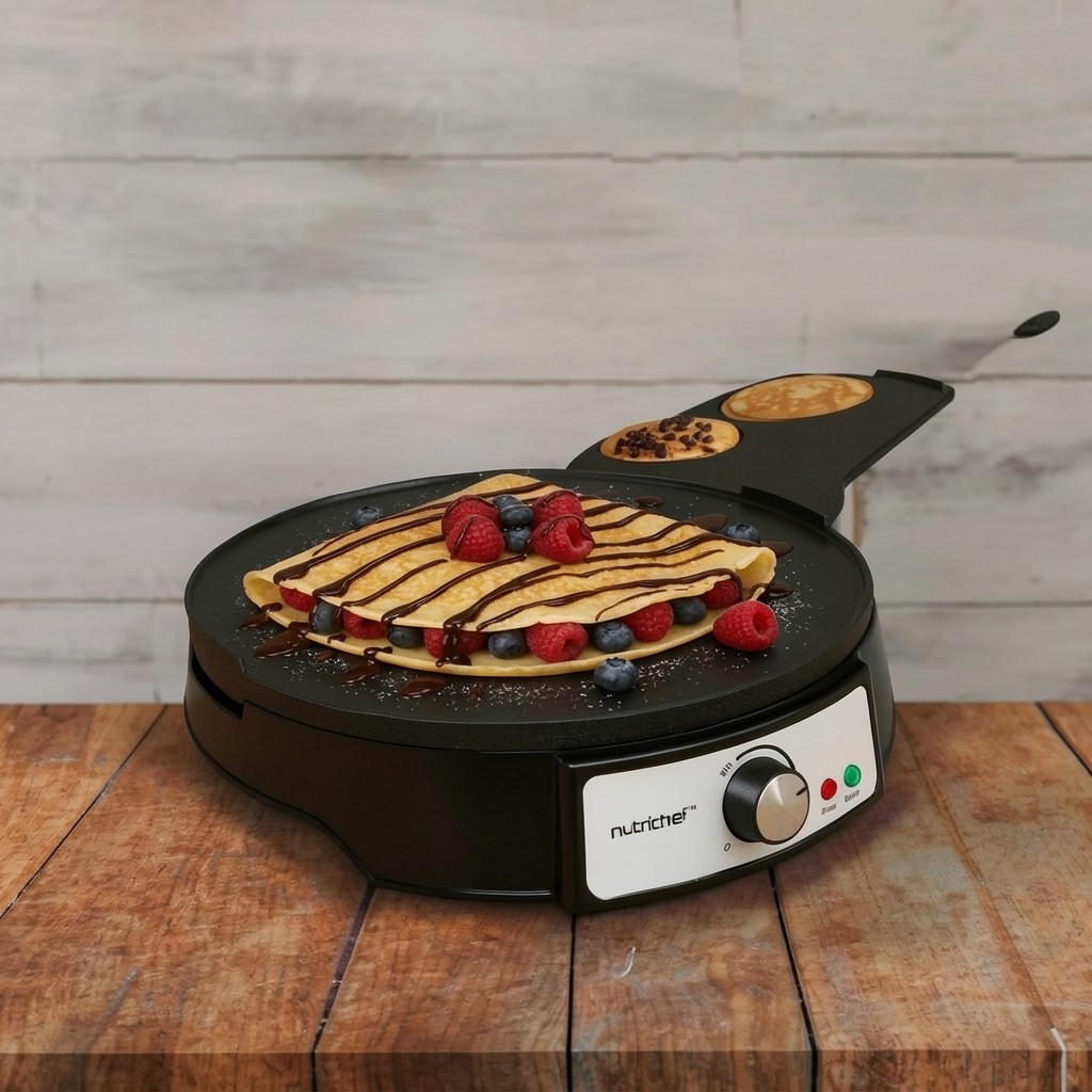 NutriChef Electric Crepe Maker & Griddle Cooktop (Reversible)