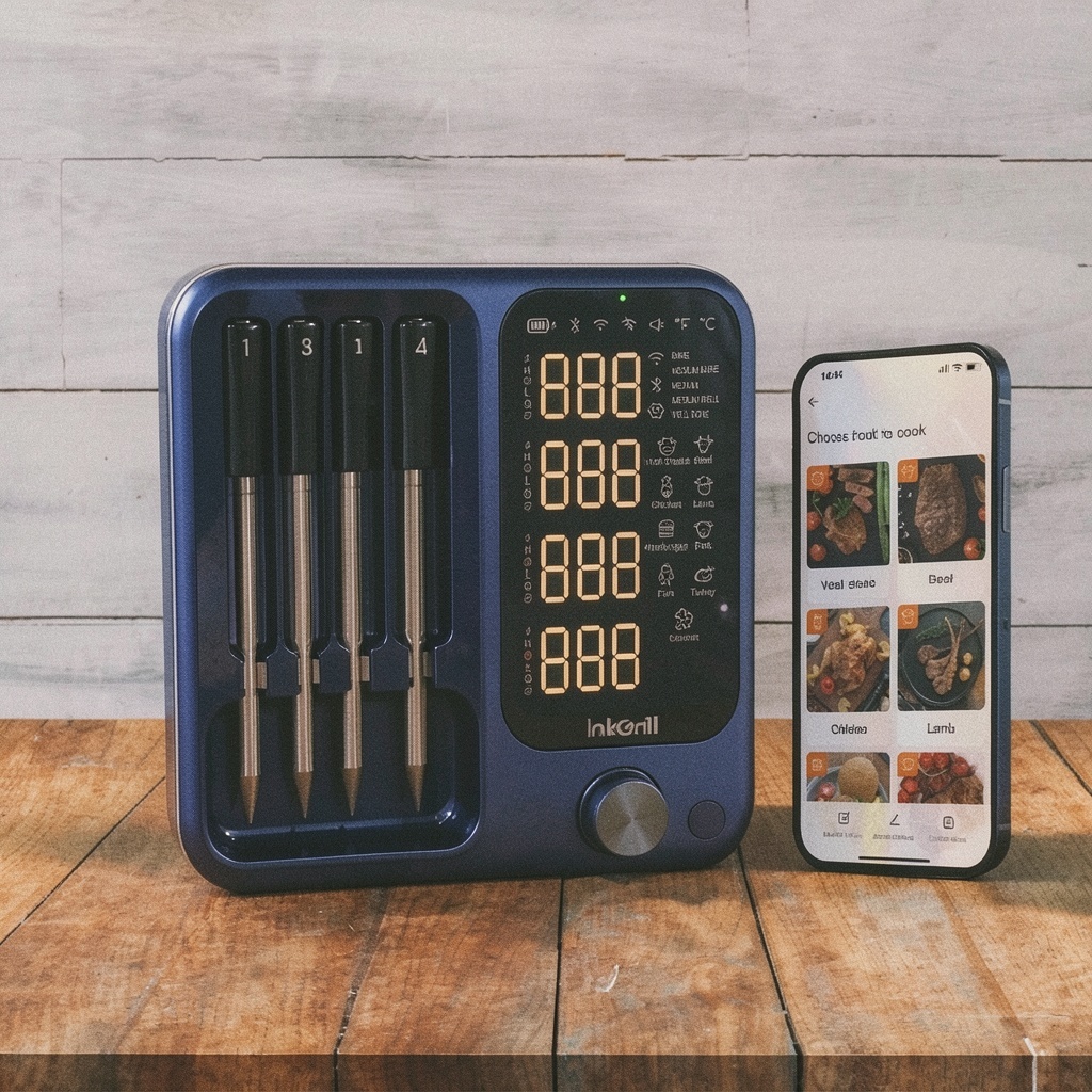 Wireless Meat Thermometer with 4 Probes & App Control